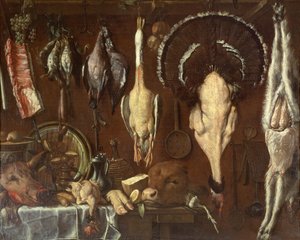 肉屋のカウンターの静物、1621